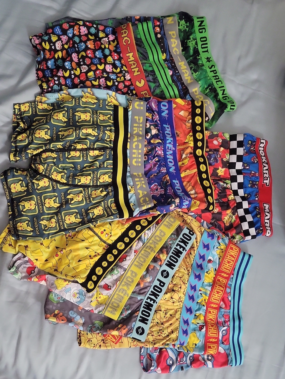 Pikachu & Nintendo Character Boxer Briefs - Colorful Graphic Pack of 17. Size 8.